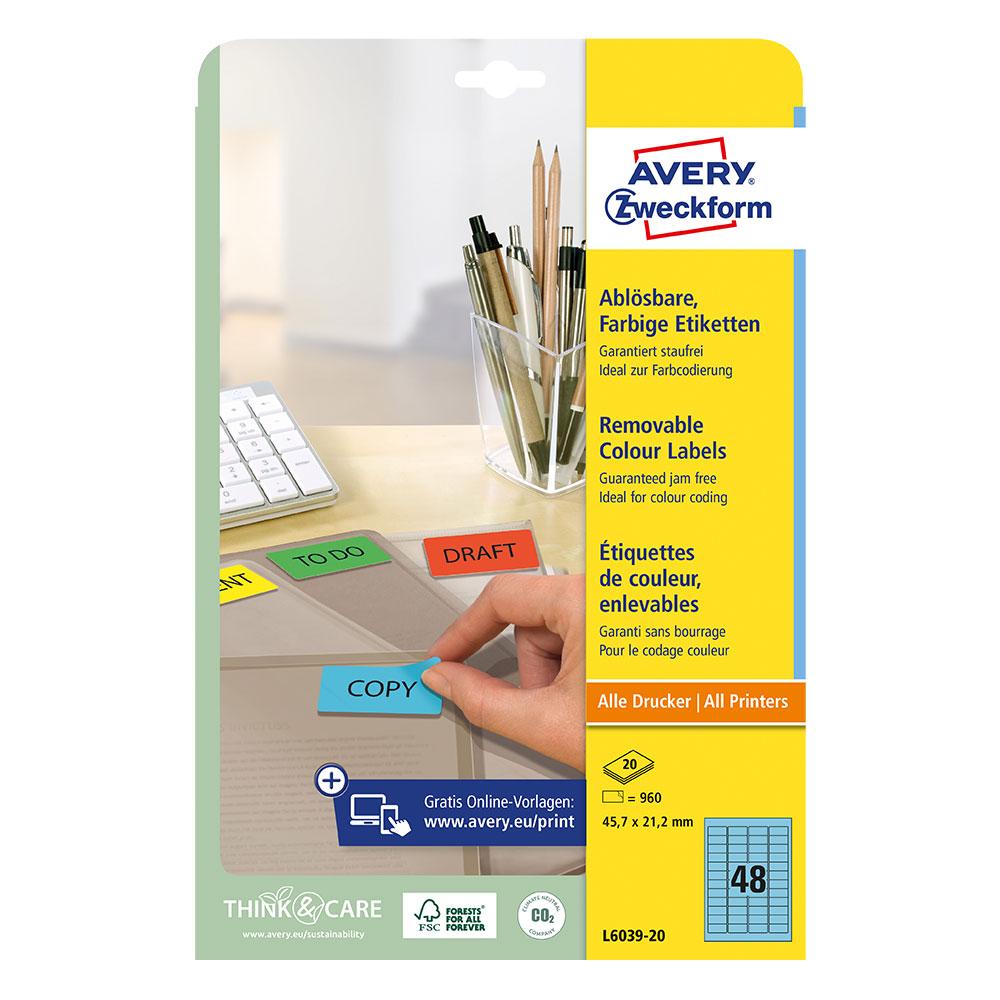 Етикети Avery отл.45.7/21.2 48ет 20л син