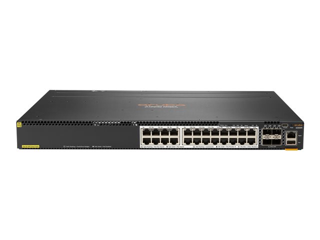 HPE Aruba 6300M Switch 24 Port Smart Rate 1/2.5/5GbE Class 6 PoE and 4 Port SFP56 Layer 3 Stackable 1U CX Mobile App NetEdit | JAR Computers HPE Aruba 6300M Switch 24 Port Smart Rate 1/2.5/5GbE Class 6 PoE and 4 Port SFP56 Layer 3 Stackable 1U CX Mobile App NetEdit