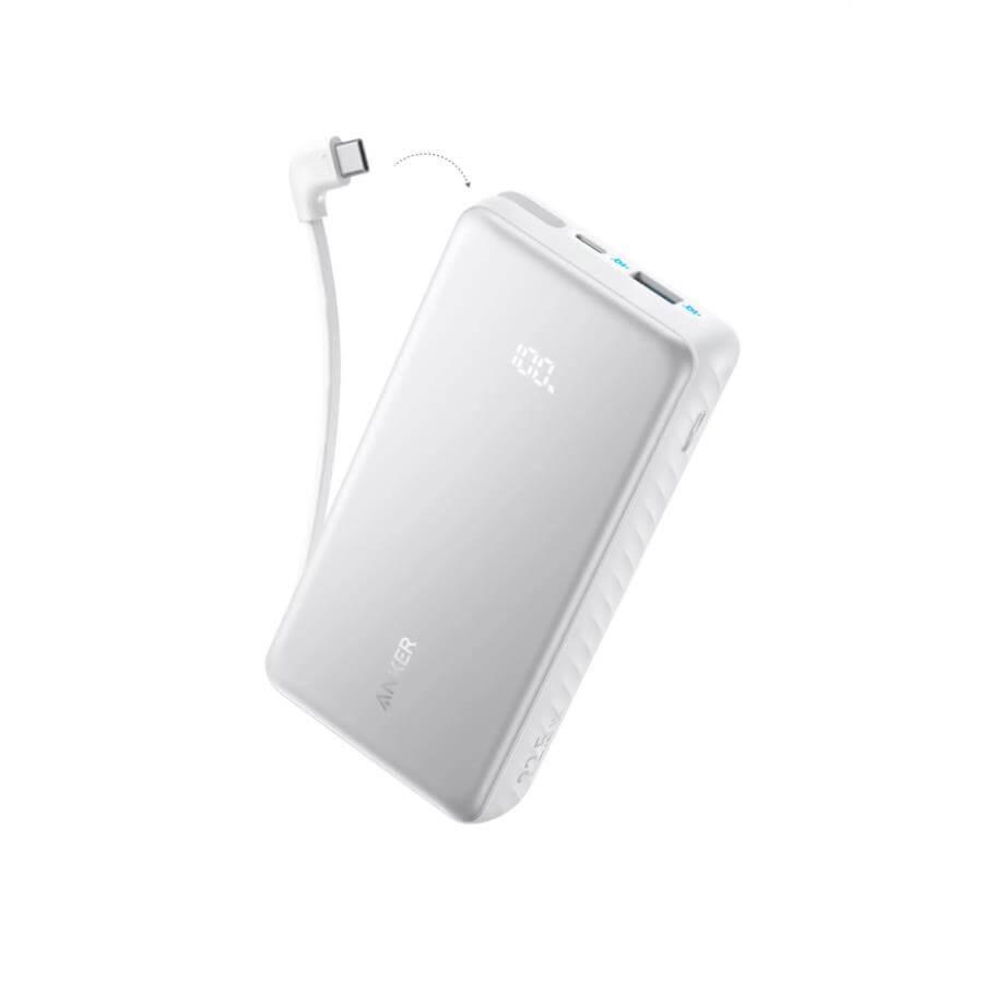 Външна батерия с вграден USB-C кабел, USB-C и USB-A портове и технология за бързо зареждане - Anker Zolo, 20000mAh, 22.5W, QC + PD, White | JAR Computers Външна батерия с вграден USB-C кабел, USB-C и USB-A портове и технология за бързо зареждане - Anker Zolo, 20000mAh, 22.5W, QC + PD, White