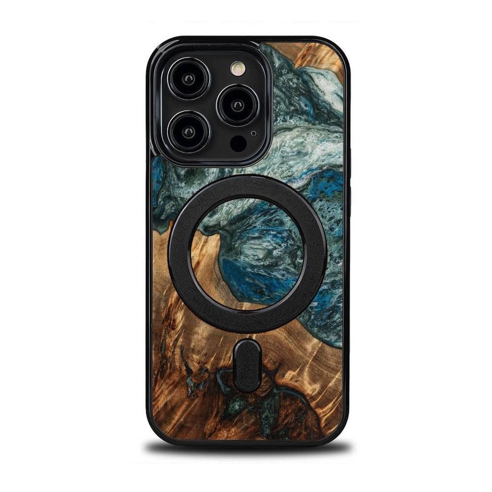 Дизайнерски хибриден (дърво+TPU) кейс с MagSafe за iPhone 14 Pro - Bewood Unique Planet Earth Wood and Resin MagSafe Case (син-зелен) | JAR Computers Дизайнерски хибриден (дърво+TPU) кейс с MagSafe за iPhone 14 Pro - Bewood Unique Planet Earth Wood and Resin MagSafe Case (син-зелен)