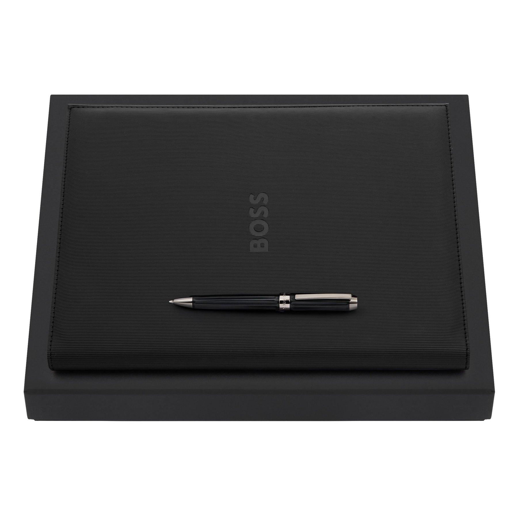 Hugo Boss Комплект папка Formation, А4 и химикалка Beam, черни | JAR Computers Hugo Boss Комплект папка Formation, А4 и химикалка Beam, черни