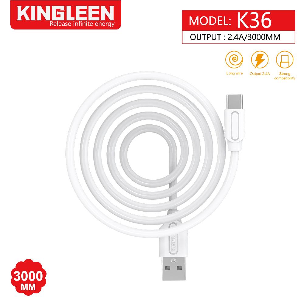 Кабел Kingleen K36S USB - Type C 2.4A 3m