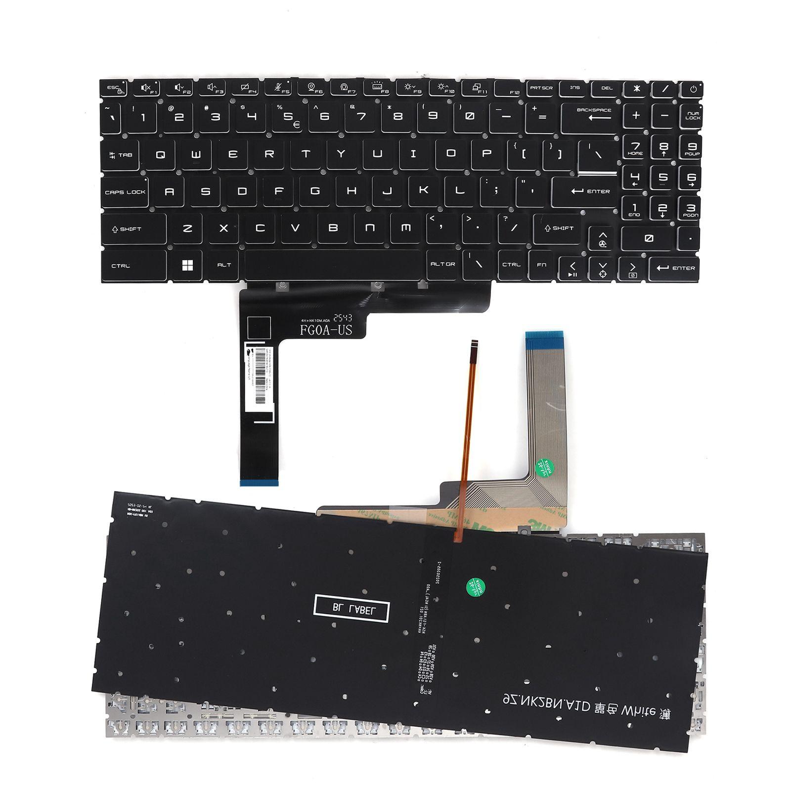 Клавиатура за лаптоп MSI Modern 15 MS-15H2 MS-15HK - Черна Без Рамка с Подсветка