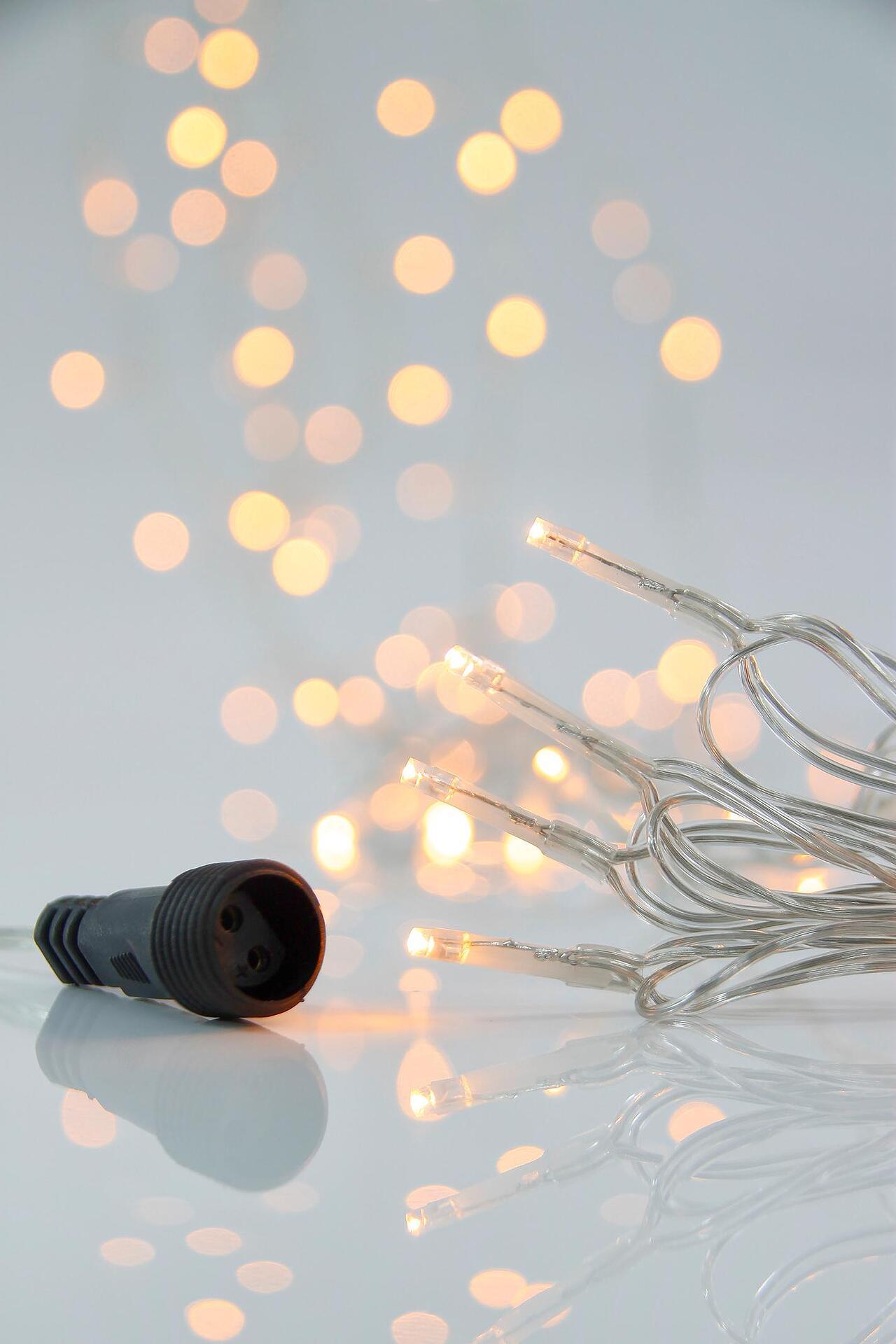 Коледни лампички 100 LED лента с топла бяла светлина и прозрачен кабел | JAR Computers Коледни лампички 100 LED лента с топла бяла светлина и прозрачен кабел