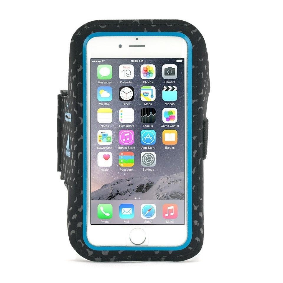 Неопренов спортен калъф за ръка за iPhone 8 Plus, iPhone 7 Plus, iPhone 6S Plus, iPhone 6 Plus - Griffin Adidas Armband (черен-син) | JAR Computers Неопренов спортен калъф за ръка за iPhone 8 Plus, iPhone 7 Plus, iPhone 6S Plus, iPhone 6 Plus - Griffin Adidas Armband (черен-син)