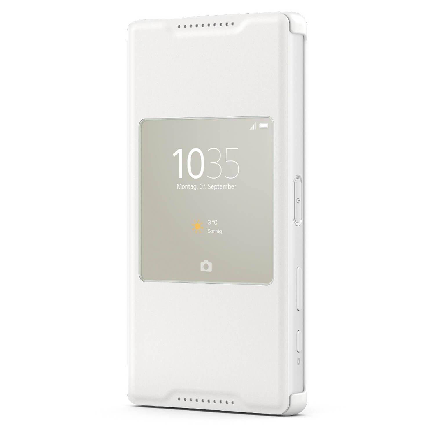 Оригинален кожен кейс и поставка за Xperia Z5 Compact - Sony Flip Case Smart Style Cover SCR44 (бял) | JAR Computers Оригинален кожен кейс и поставка за Xperia Z5 Compact - Sony Flip Case Smart Style Cover SCR44 (бял)