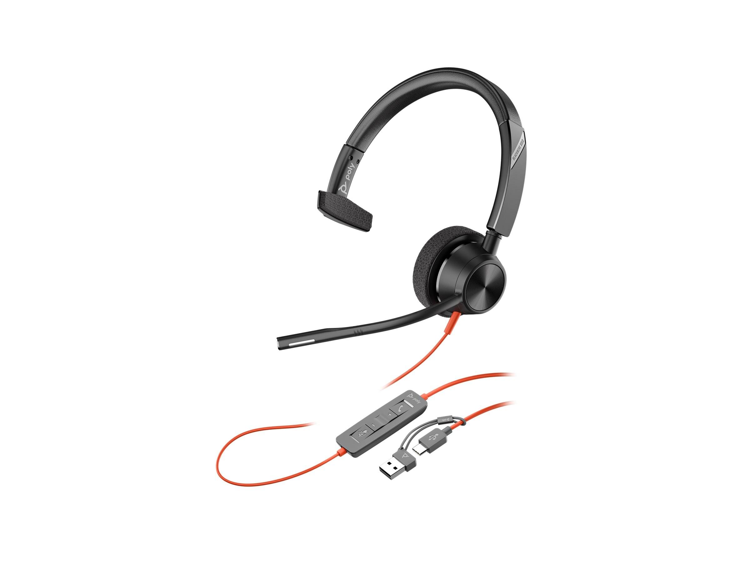 Poly Blackwire 3310 слушалка за Microsoft Teams с USB-C/A адаптер, TAA, 760Q7AA | JAR Computers Poly Blackwire 3310 слушалка за Microsoft Teams с USB-C/A адаптер, TAA, 760Q7AA