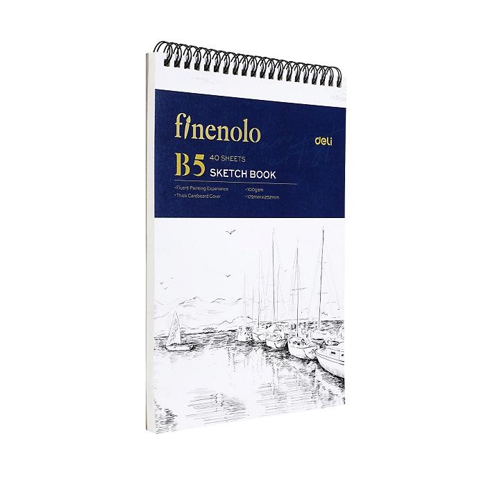 Скицник със спирала Deli Finenolo EN025, B4, 100 г/кв.м, твърди корици, 40 л. | JAR Computers Скицник със спирала Deli Finenolo EN025, B4, 100 г/кв.м, твърди корици, 40 л.