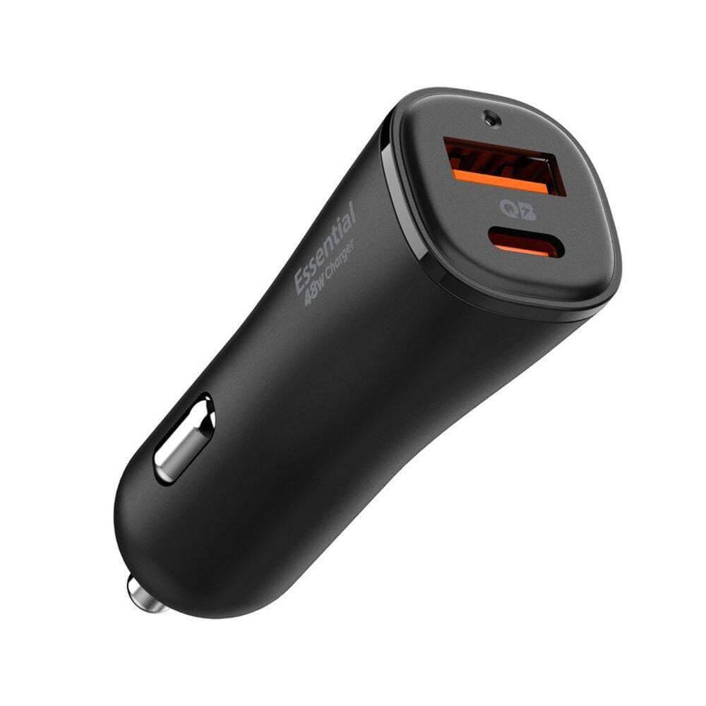 Spigen PowerArc Essential Car Charger 48W - зарядно за кола с технология за бързо зареждане с USB-А и USB-C изход (черен)