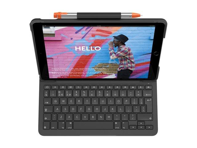 LOGITECH Slim Folio Keyboard and folio case wireless Bluetooth LE QWERTY Danish/Finnish/Norwegian/Swedish oxford grey (PAN)