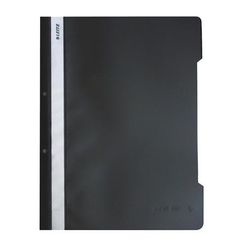 Папка с машинка и перфорация LEITZ, A4, PP 170 mic, кристал, черна | JAR Computers Папка с машинка и перфорация LEITZ, A4, PP 170 mic, кристал, черна