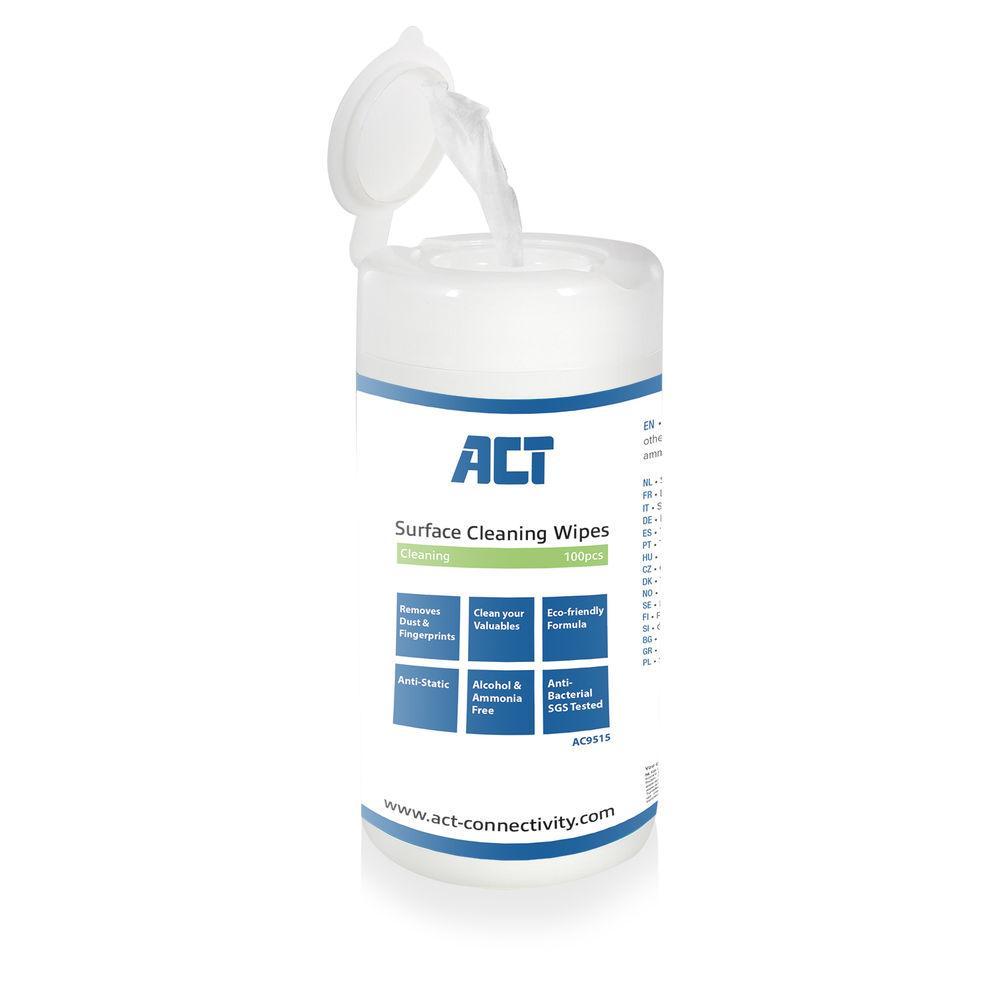 Почистващи кърпи ACT AC9515, За клавиатури, LCD монитори, 100 бр. | JAR Computers Почистващи кърпи ACT AC9515, За клавиатури, LCD монитори, 100 бр.