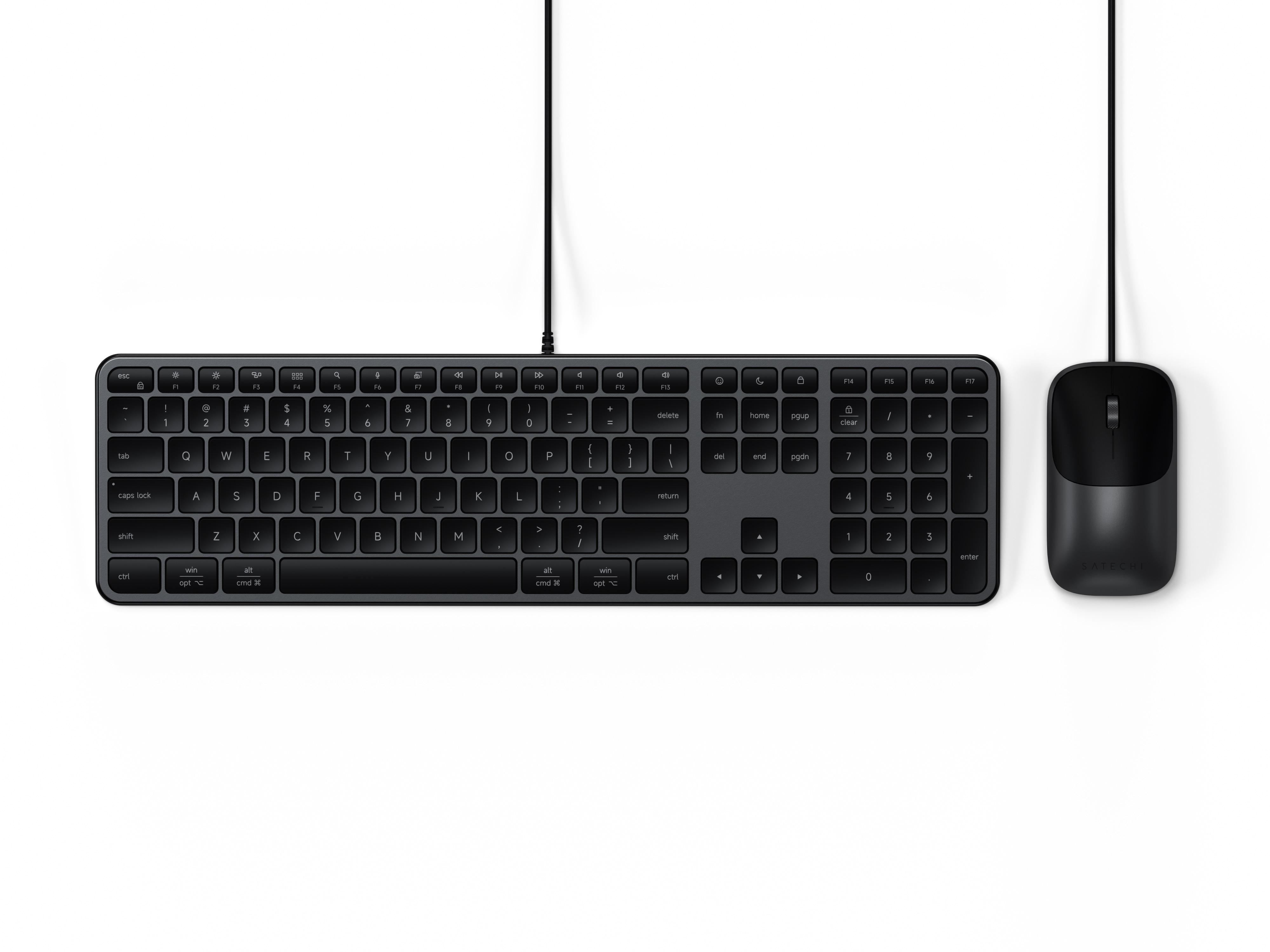 Satechi Slim CLX3 Wired Combo (Keyboard and Mouse) - US English - Space Black | JAR Computers Satechi Slim CLX3 Wired Combo (Keyboard and Mouse) - US English - Space Black