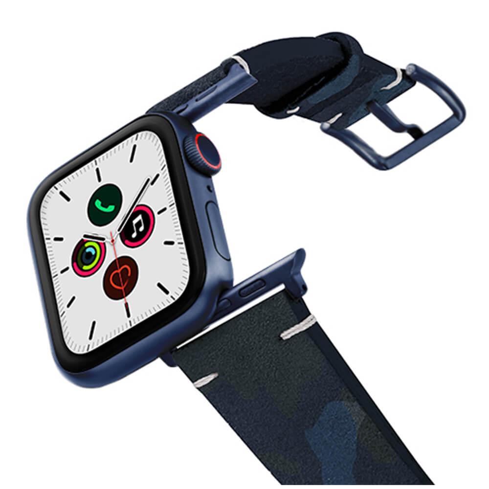 Уникална ръчно изработена велурена каишка за Apple Watch 42мм, 44мм, 46мм, 45мм, Ultra, Ultra 2 49мм - Meridio Blue Combact Leather Band (тъмносин) | JAR Computers Уникална ръчно изработена велурена каишка за Apple Watch 42мм, 44мм, 46мм, 45мм, Ultra, Ultra 2 49мм - Meridio Blue Combact Leather Band (тъмносин)