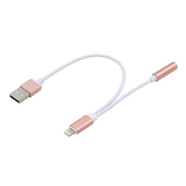 Адаптер от Lightning към USB и 3.5 мм аудио жак - Tipx Lightning to USB and 3.5 mm Audio Adapter (розово злато) | JAR Computers Адаптер от Lightning към USB и 3.5 мм аудио жак - Tipx Lightning to USB and 3.5 mm Audio Adapter (розово злато)