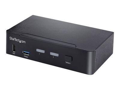 Мрежов комутатор USB C KVM Switch, 2 Port DisplayPort KVM w/ 4K 60Hz UHD HDR Video, 3.5mm Audio, USB Type C KVM Switch, 4x USB HID and 2x USB A 3.2 Gen 1