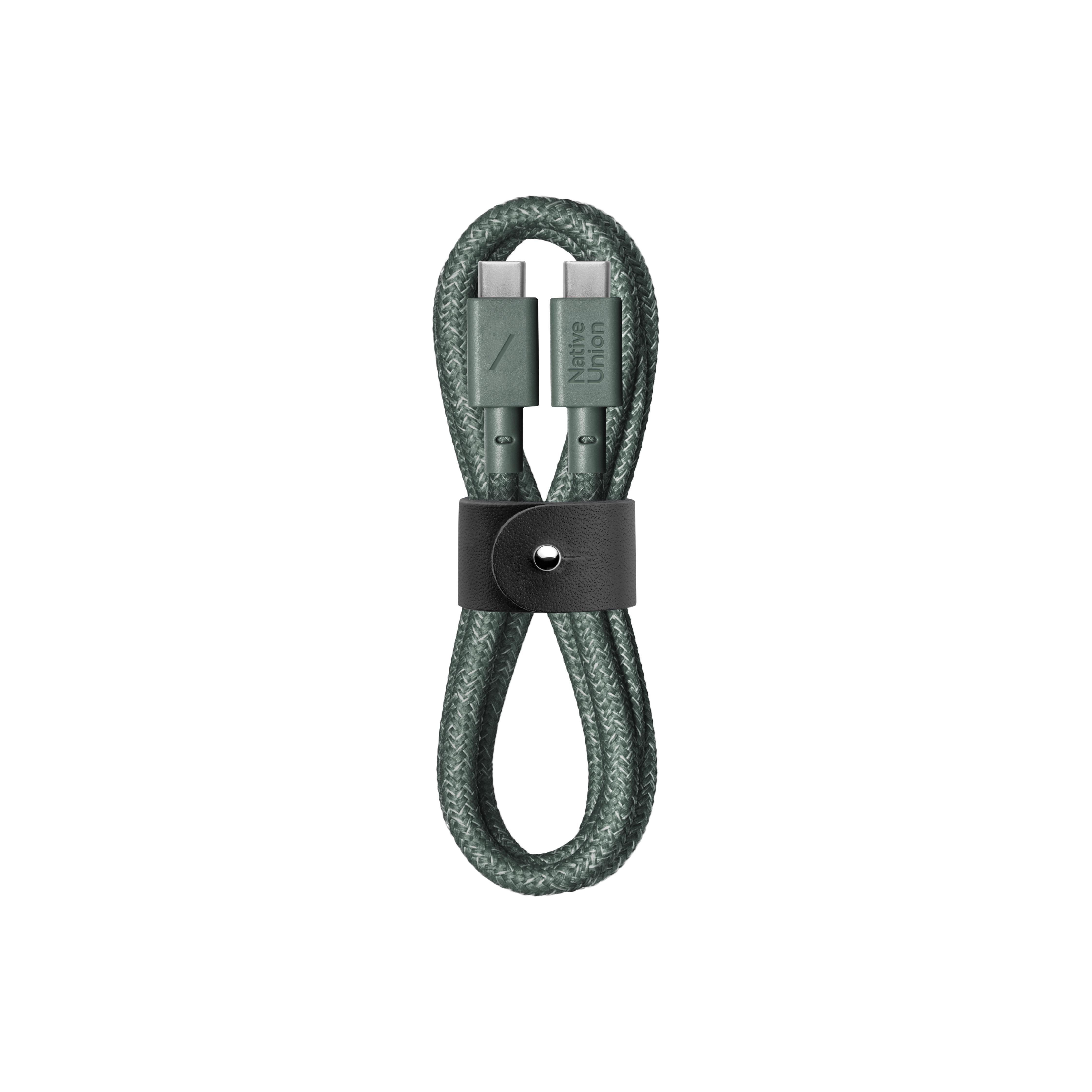 Native Union Belt Cable USB-C to USB-C 1,2m - Slate Green | JAR Computers Native Union Belt Cable USB-C to USB-C 1,2m - Slate Green