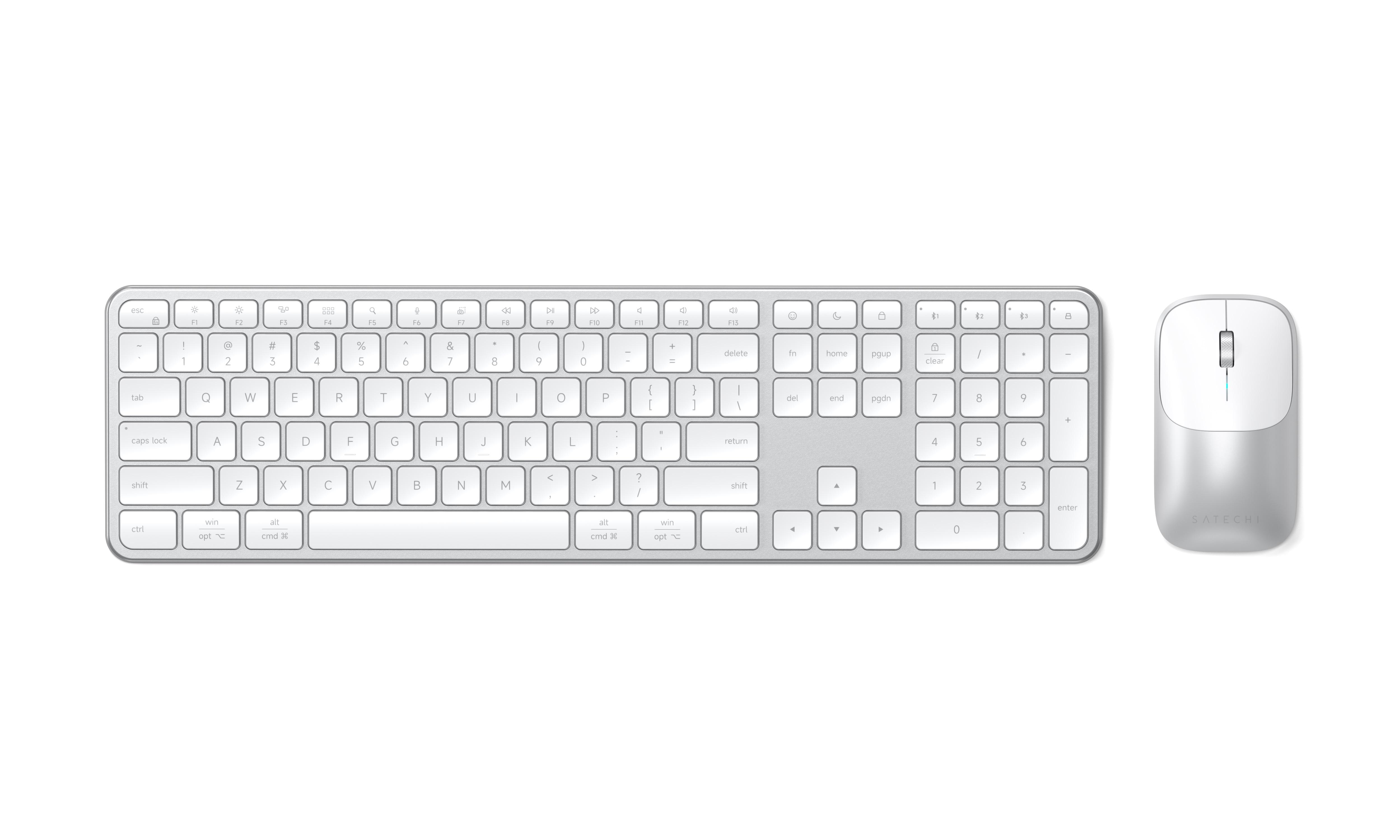 Satechi Slim CEX3 Wireless Combo (Keyboard and Mouse) - US English - Silver | JAR Computers Satechi Slim CEX3 Wireless Combo (Keyboard and Mouse) - US English - Silver