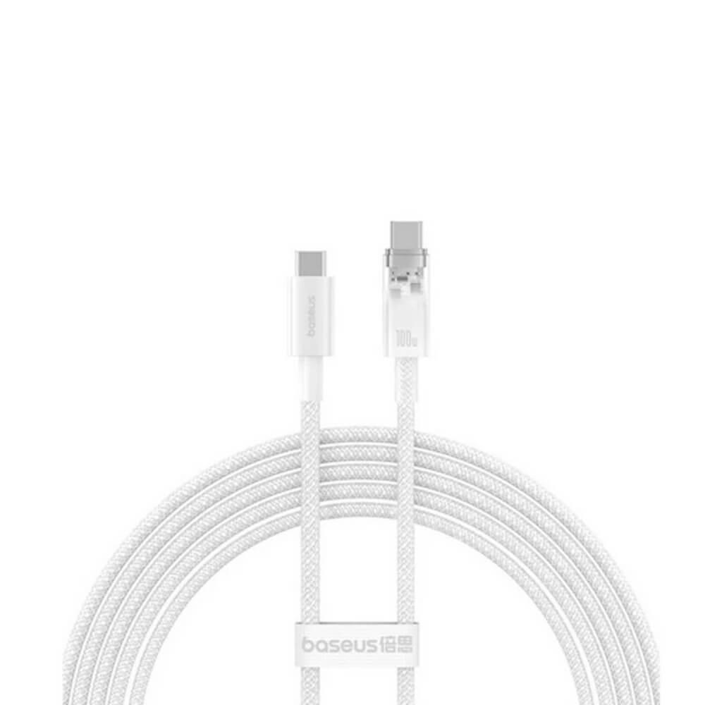 Здрав кабел с въжена оплетка за бързо зареждане за устройства с USB-C порт (200 см) - Baseus Explorer Series USB-C to USB-C Fast Charging Cable 100W (P10319703221-01) (бял) | JAR Computers Здрав кабел с въжена оплетка за бързо зареждане за устройства с USB-C порт (200 см) - Baseus Explorer Series USB-C to USB-C Fast Charging Cable 100W (P10319703221-01) (бял)