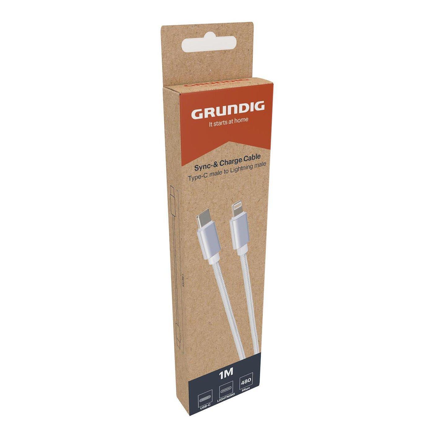 Grunding Кабел USB-C към Lightning 1 м бял