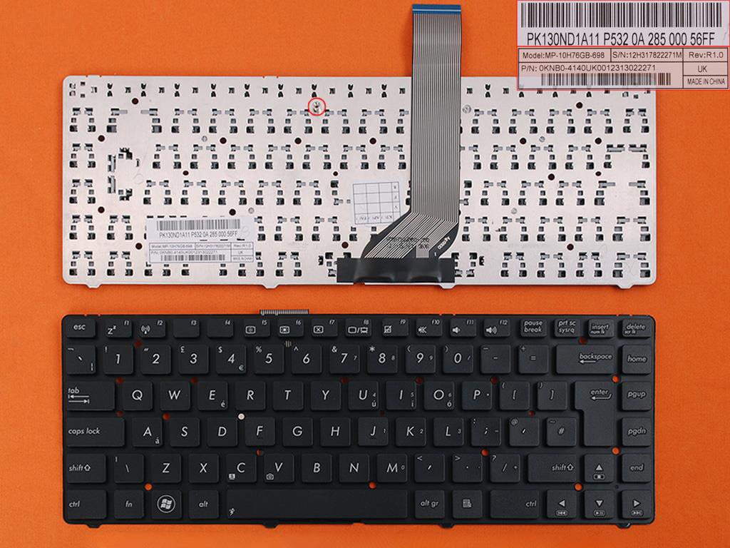 Клавиатура за лаптоп Asus A45A K45VM K45VS A85A Черна Без Рамка (Голям Ентър) / Black Without Frame UK | JAR Computers Клавиатура за лаптоп Asus A45A K45VM K45VS A85A Черна Без Рамка (Голям Ентър) / Black Without Frame UK