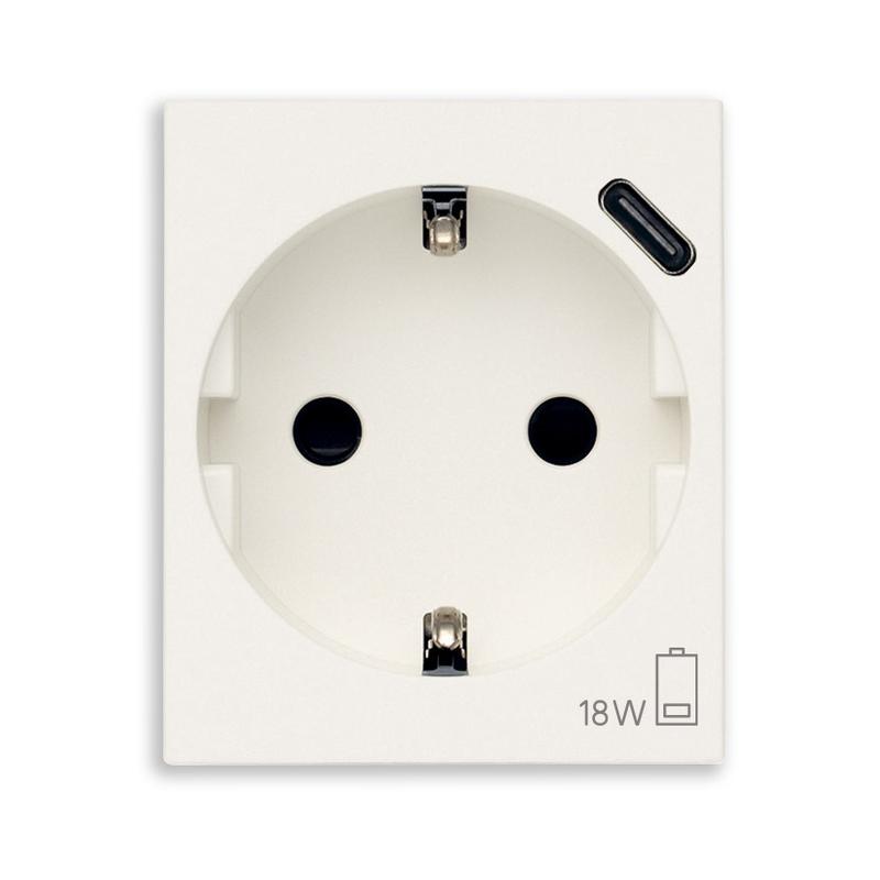 Контакт Шуко 2P+E 16A и USB тип C max 18W 2M White - VIMAR LINEA 30208.USBB | JAR Computers Контакт Шуко 2P+E 16A и USB тип C max 18W 2M White - VIMAR LINEA 30208.USBB