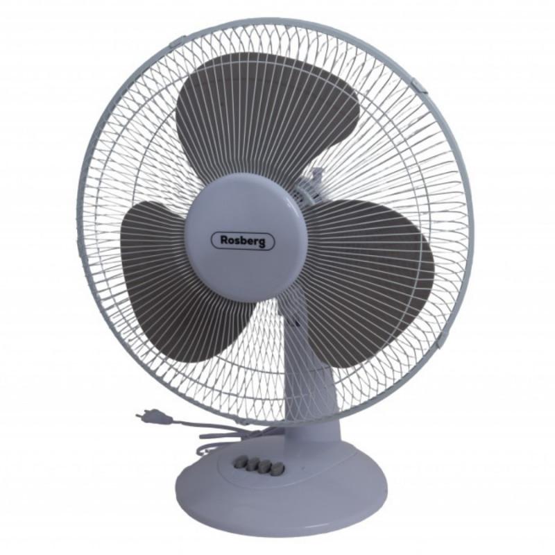 Настолен вентилатор Rosberg R51760B16, 40W, 40 см, 3 скорости, Оцилация, Регулируем наклон, Бял/сив