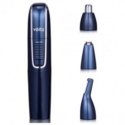 Tример за нос Voltz V51812A, IPX4, 3 приставки, Метални остриета, USB, Син
