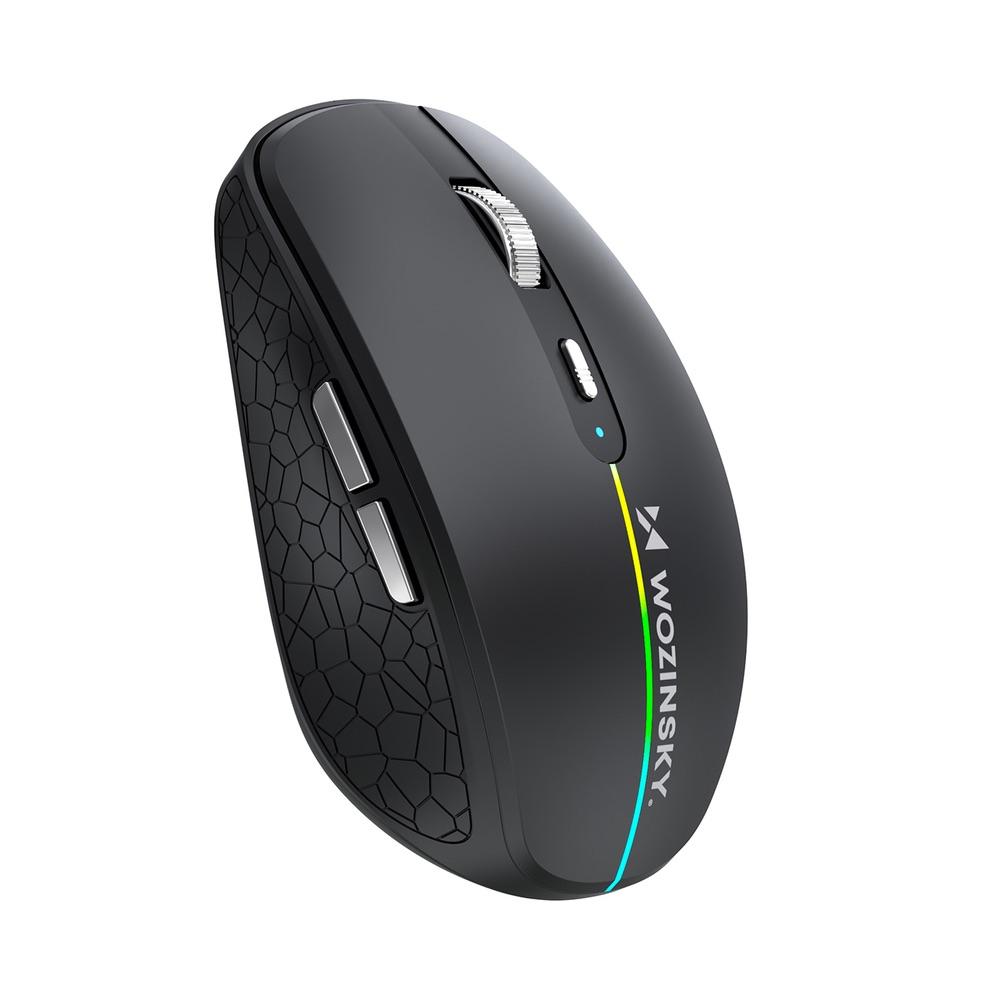 Ергономична безжична блутут мишка с LED подсветка (за PC и Mac) - Wozinsky WMGK-1132 RGB Wireless and Bluetooth Mouse (черен) | JAR Computers Ергономична безжична блутут мишка с LED подсветка (за PC и Mac) - Wozinsky WMGK-1132 RGB Wireless and Bluetooth Mouse (черен)