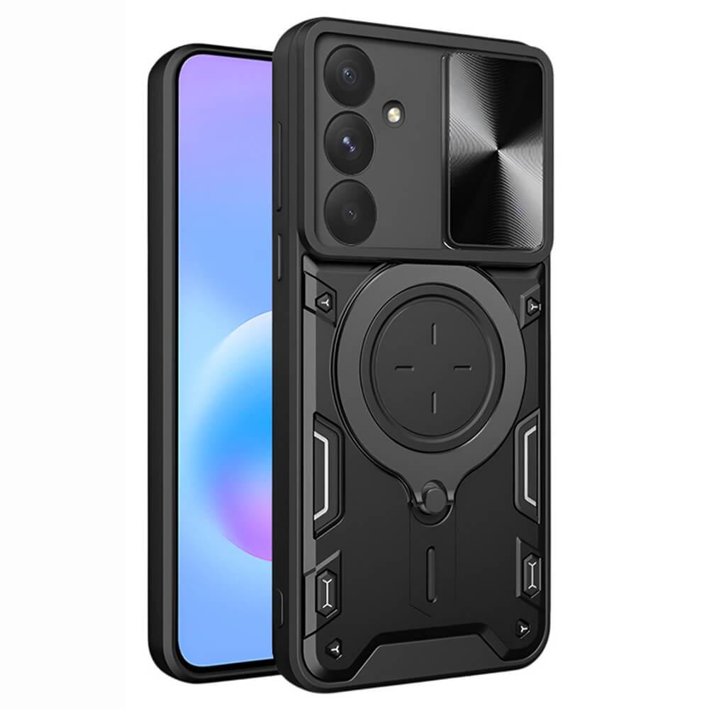 Хибриден удароустойчив кейс с вградена поставка за Samsung Galaxy A57 5G - Techsuit CamGuard Pro Case (черен) | JAR Computers Хибриден удароустойчив кейс с вградена поставка за Samsung Galaxy A57 5G - Techsuit CamGuard Pro Case (черен)