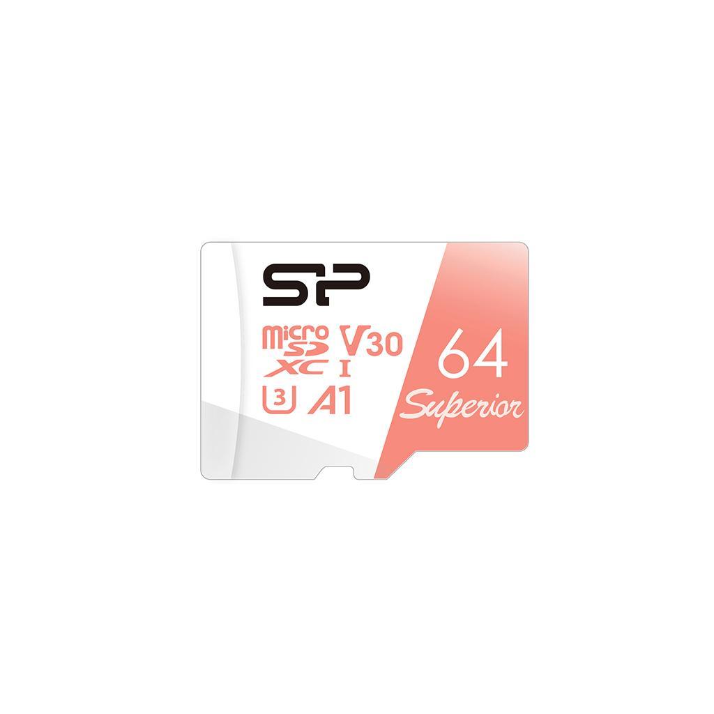 Карта памет Silicon Power Superior 64GB, microSDXC, Class 10, SD Adapter | JAR Computers Карта памет Silicon Power Superior 64GB, microSDXC, Class 10, SD Adapter