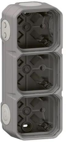 Кутия ТРОЙНА с 5х гумени мембрани за открит монтаж цвят Сив IP55 Plexo New Legrand | JAR Computers Кутия ТРОЙНА с 5х гумени мембрани за открит монтаж цвят Сив IP55 Plexo New Legrand