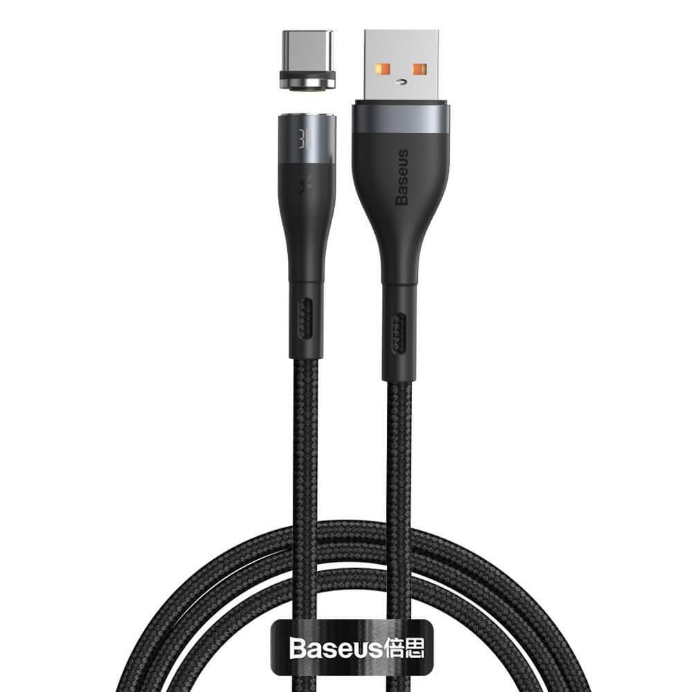 Кабел с магнитен конектор за устройства с USB-C (100 см) - Baseus Zinc Magnetic Safe Fast Charging Data Cable (CATXC-MG1) (черен) | JAR Computers Кабел с магнитен конектор за устройства с USB-C (100 см) - Baseus Zinc Magnetic Safe Fast Charging Data Cable (CATXC-MG1) (черен)