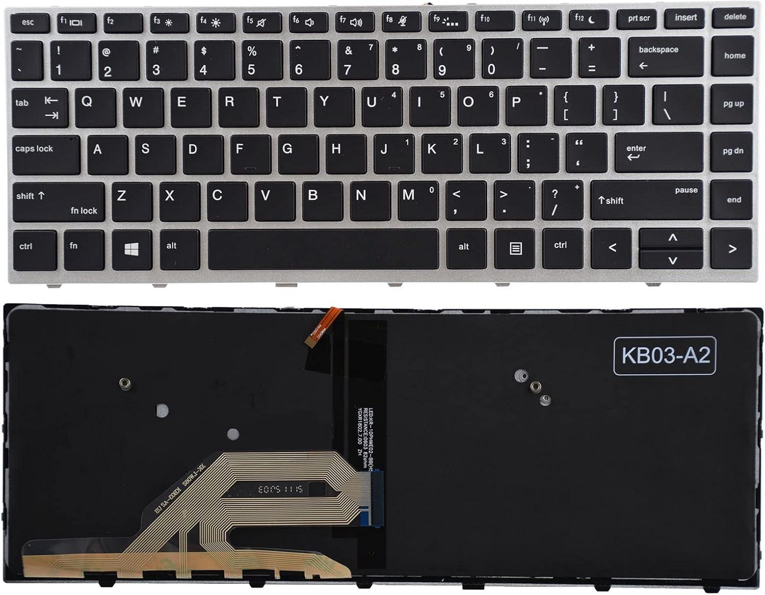 Клавиатура за лаптоп HP Probook 430 G5 440 G5 445 G5 640 G5 Черна Със Сребриста Рамка С Подсветка / Silver Frame Black With Backlit US/UK