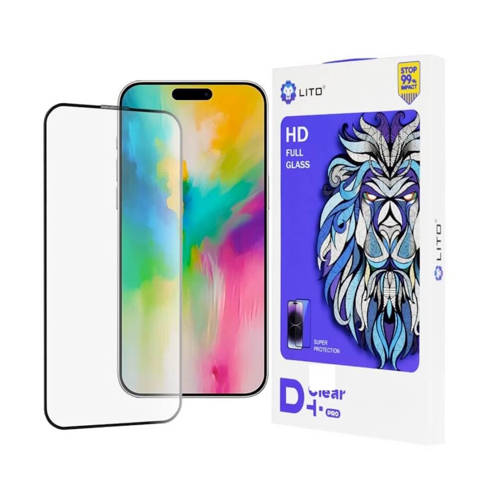 Обхващащо и ръбовете стъклено защитно покритие за дисплея на iPhone 16 Pro Max (черен-прозрачен) - Lito D Plus Pro Clear Tempered Glass | JAR Computers Обхващащо и ръбовете стъклено защитно покритие за дисплея на iPhone 16 Pro Max (черен-прозрачен) - Lito D Plus Pro Clear Tempered Glass