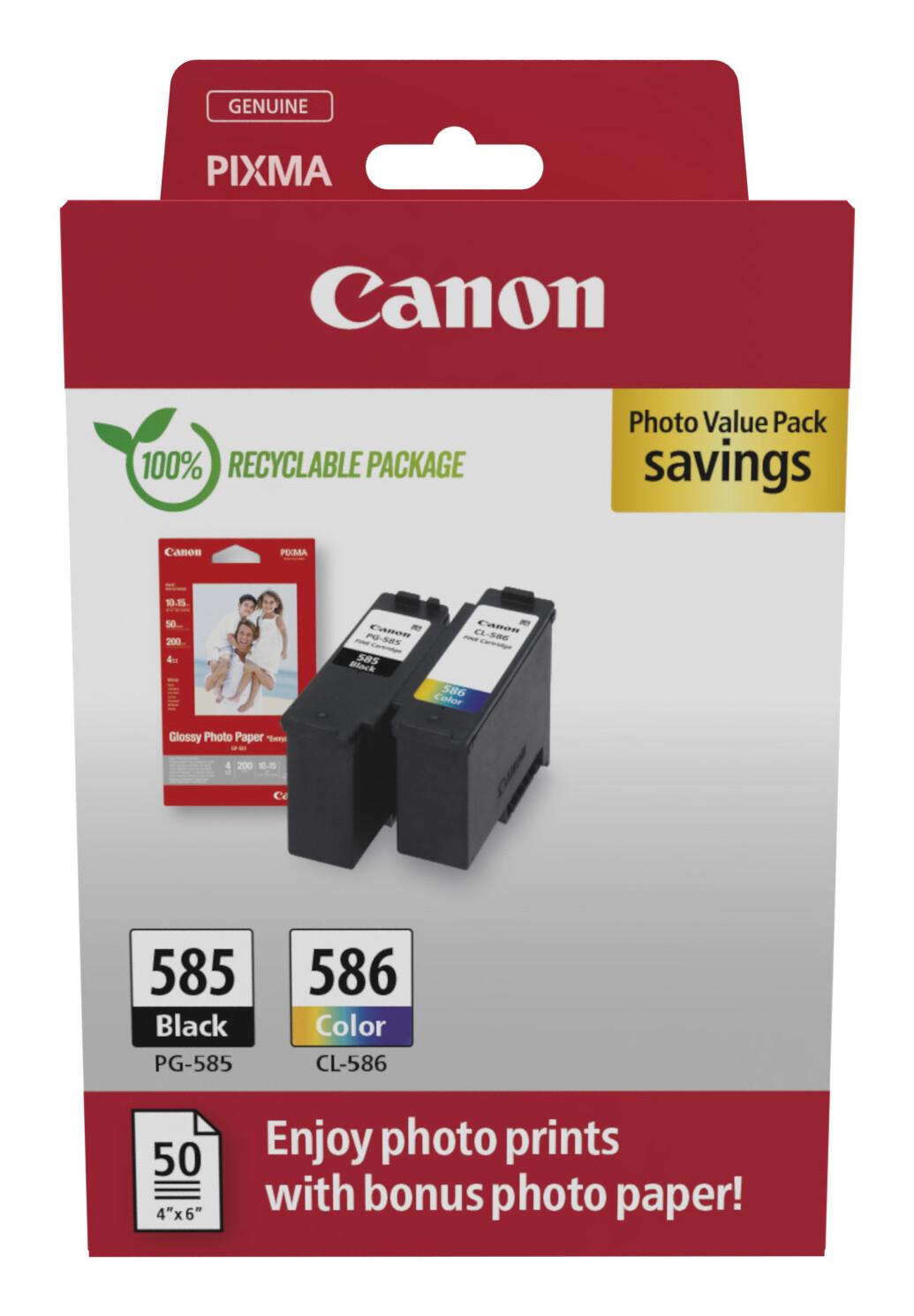 Canon PG-585/CL-586 PVP глава и патрон за мастиленоструен принтер 2 броя Оригинал Черен, Синьо-зелен, Пурпурен, Жълт | JAR Computers Canon PG-585/CL-586 PVP глава и патрон за мастиленоструен принтер 2 броя Оригинал Черен, Синьо-зелен, Пурпурен, Жълт