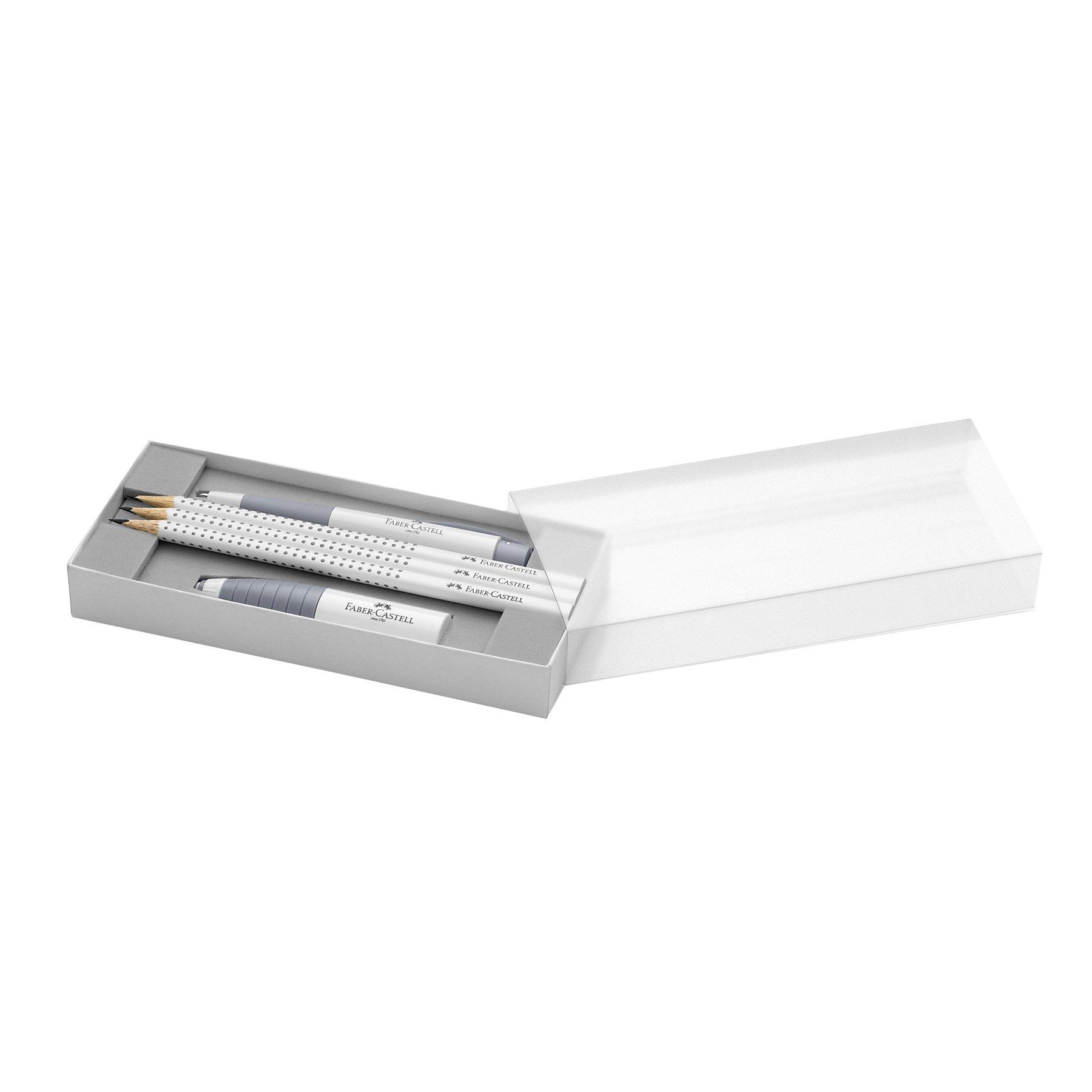 Faber-Castell Комплект химикалка, моливи и еко боя White Mix | JAR Computers Faber-Castell Комплект химикалка, моливи и еко боя White Mix