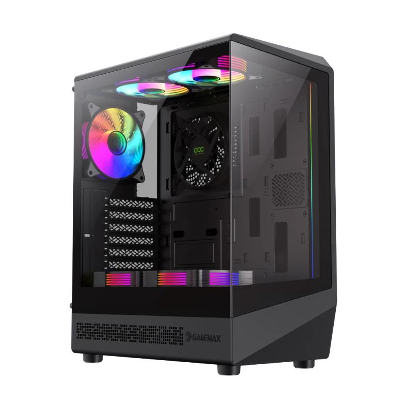 Gamemax Gamemax кутия Case ATX Vista COC AB 5 x 120 mm A-RGB Fans, MB Plate COC Fan - GM-VISTA-COC-AB