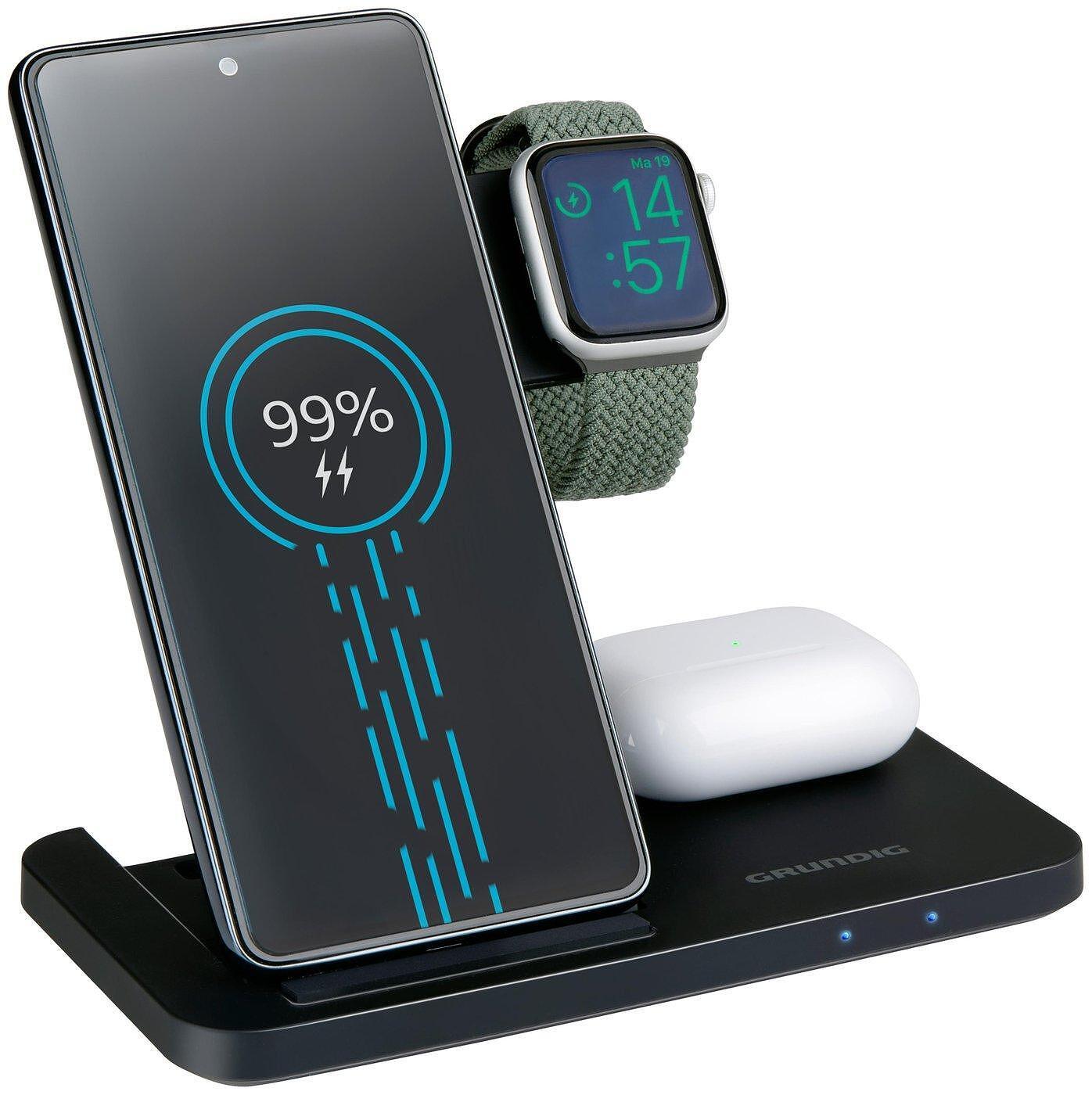 Grunding Безжично зарядно 3-в-1 160x150x15 мм