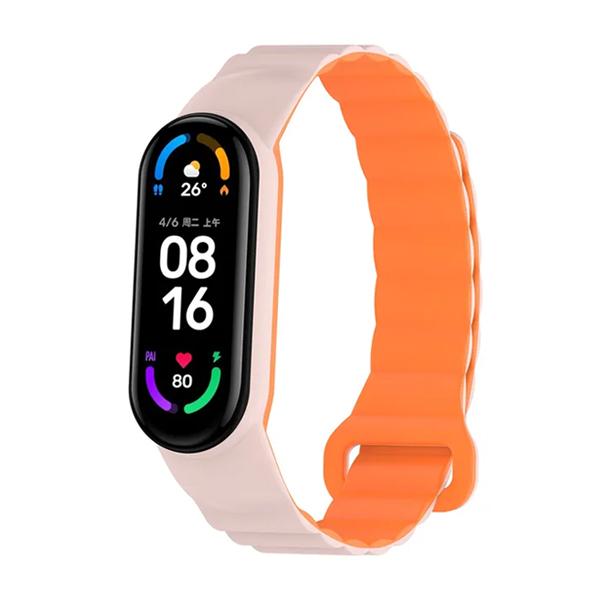 Каишка за Xiaomi Mi Band 3/4/5/6/7, Magnet Strap /розово + оранжево/ | JAR Computers Каишка за Xiaomi Mi Band 3/4/5/6/7, Magnet Strap /розово + оранжево/