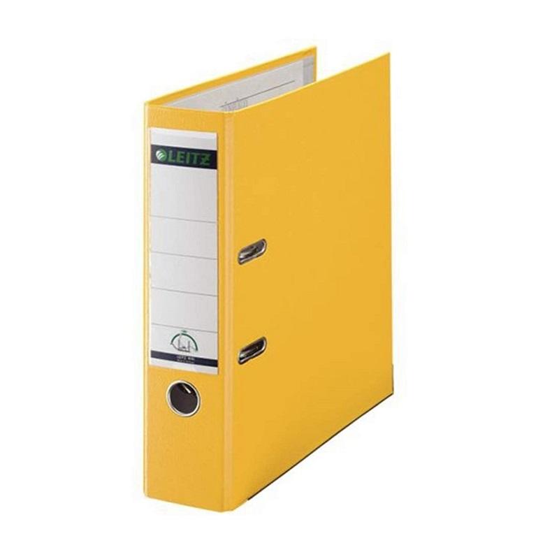 Класьор LEITZ 180°, РР, A4, 80 мм, метален кант, сменяем етикет, жълт | JAR Computers Класьор LEITZ 180°, РР, A4, 80 мм, метален кант, сменяем етикет, жълт