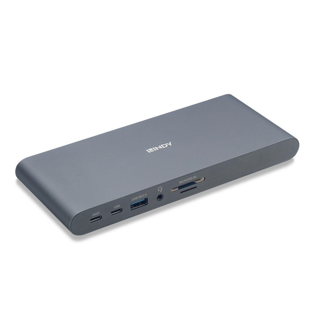 LINDY LNY-43349 :: DST-Pro 5K XT, USB-C докинг станция с Triple Display (4K) или Single Display (5K) и 100W Pass-Through зареждане | JAR Computers LINDY LNY-43349 :: DST-Pro 5K XT, USB-C докинг станция с Triple Display (4K) или Single Display (5K) и 100W Pass-Through зареждане