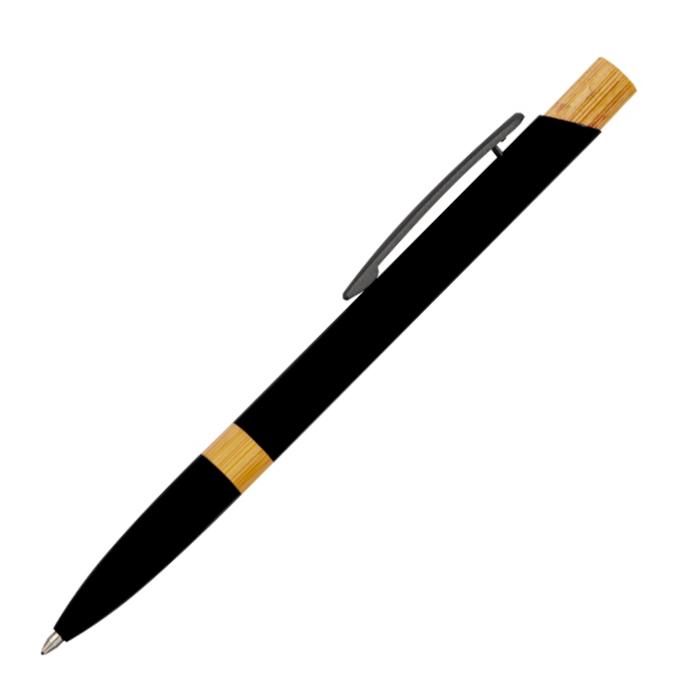 Office 1 Химикалка Adept, метална, гумирана, бамбуков топ, черна