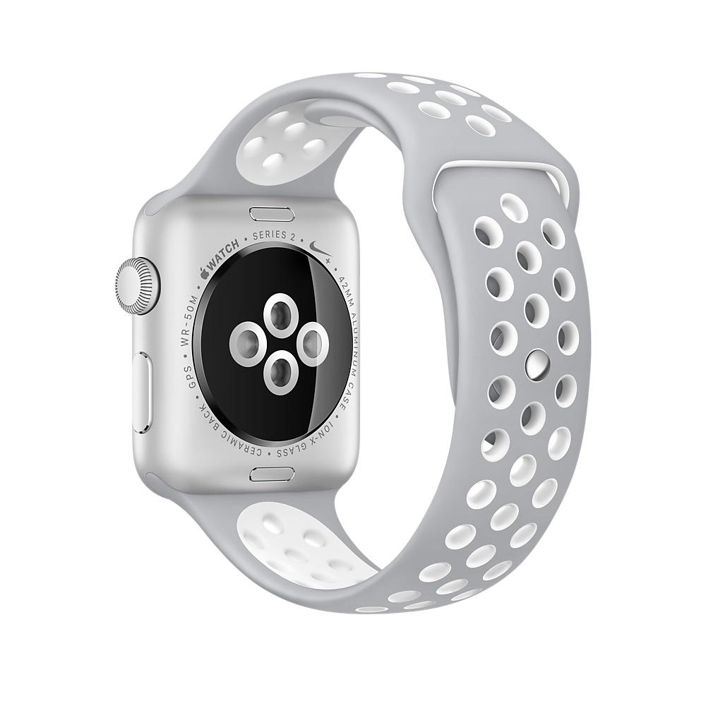 Оригинална силиконова каишка за Apple Watch 38мм, 40мм (reconditioned) - Apple Watch Nike+ Sport Band (Apple Box) (сив-бял) | JAR Computers Оригинална силиконова каишка за Apple Watch 38мм, 40мм (reconditioned) - Apple Watch Nike+ Sport Band (Apple Box) (сив-бял)