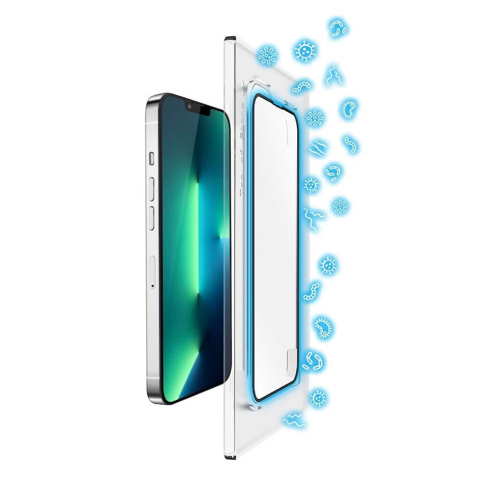 Стъклено защитно покритие с антибактериално покритие за целия дисплей на iPhone 13, iPhone 13 Pro - Torrii BodyGlass Full Screen Anti-Bacterial Glass Soft Edge Tempered Glass (прозрачен-черен) | JAR Computers Стъклено защитно покритие с антибактериално покритие за целия дисплей на iPhone 13, iPhone 13 Pro - Torrii BodyGlass Full Screen Anti-Bacterial Glass Soft Edge Tempered Glass (прозрачен-черен)