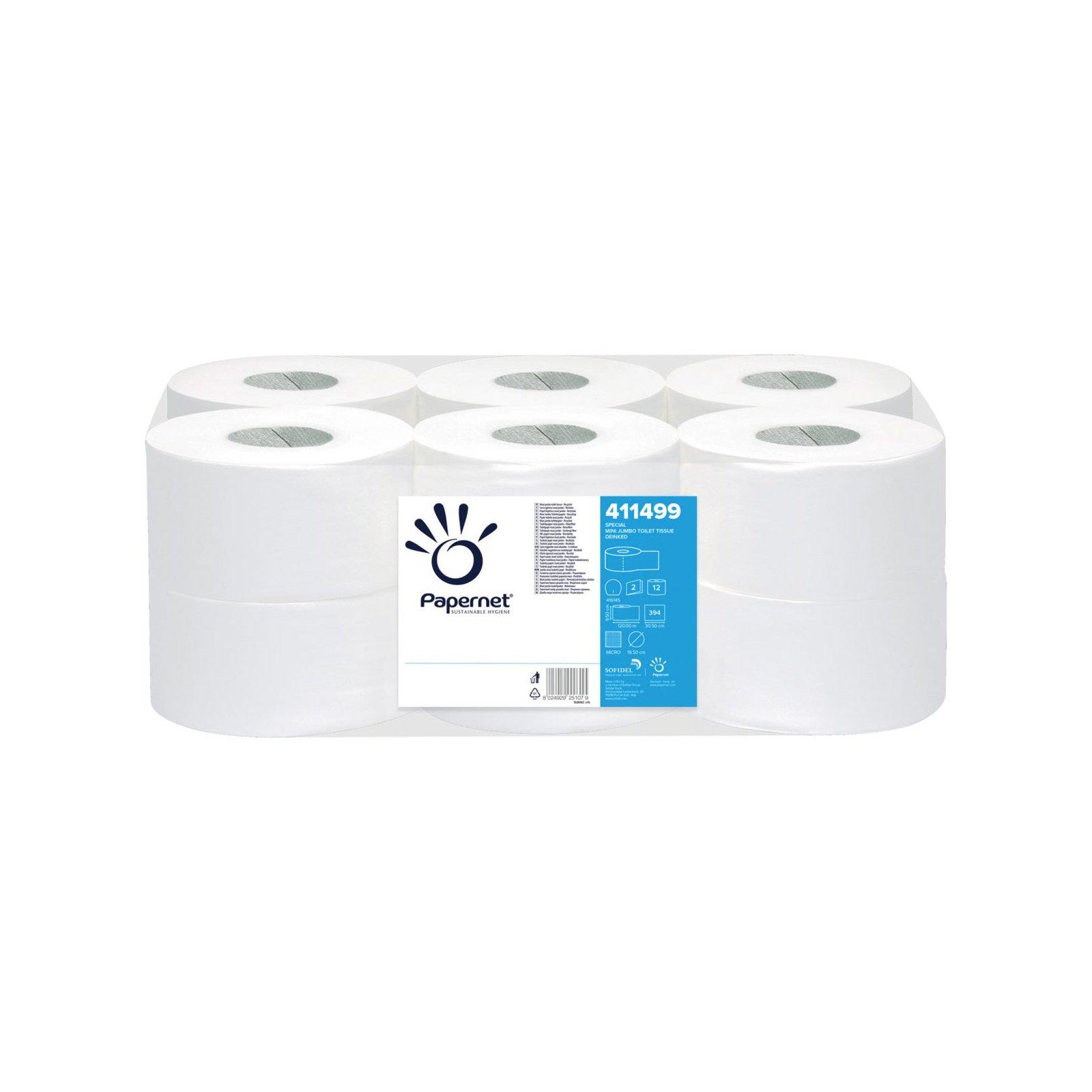 Тоалетна хартия Papernet Mini Jumbo, двупластова, избелена, 400 g, 12 броя, 394 къса | JAR Computers Тоалетна хартия Papernet Mini Jumbo, двупластова, избелена, 400 g, 12 броя, 394 къса