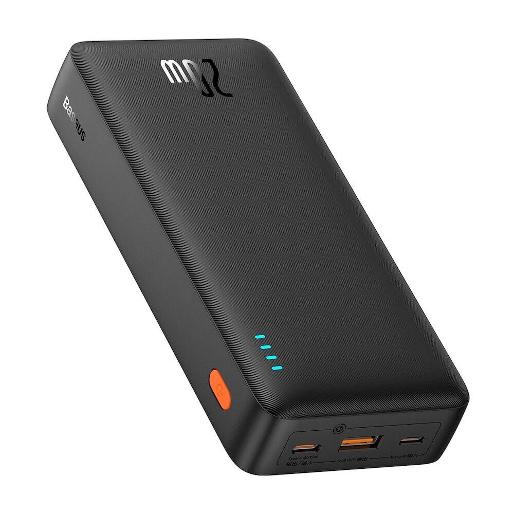 Baseus Airpow Fast Charging Power Bank 20W 20000 mAh - външна батерия с 1xUSB-A и 1xUSB-C изходи с технология за бързо зареждане (черен) 