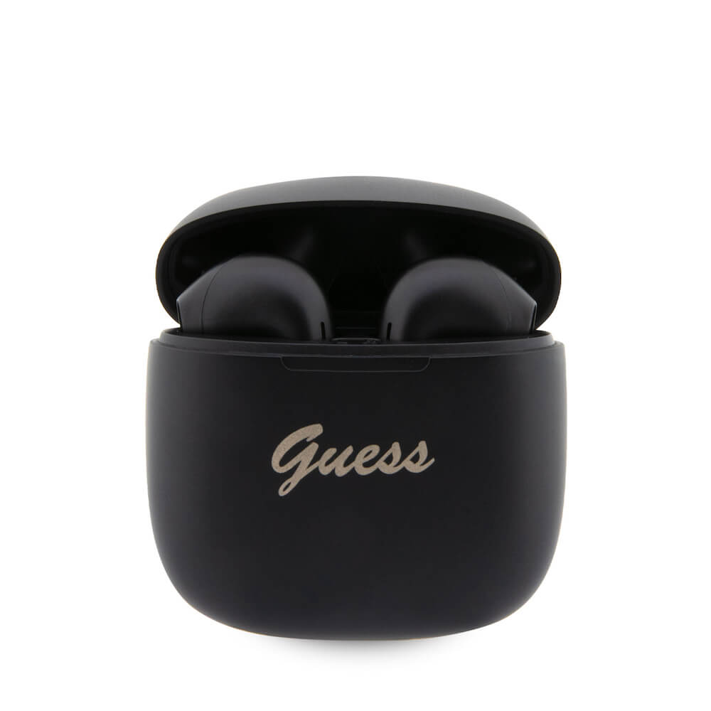 Guess Script Logo True Wireless 5.3 6H Stereo TWS Headset - безжични блутут слушалки със зареждащ кейс за мобилни устройства (черен) 