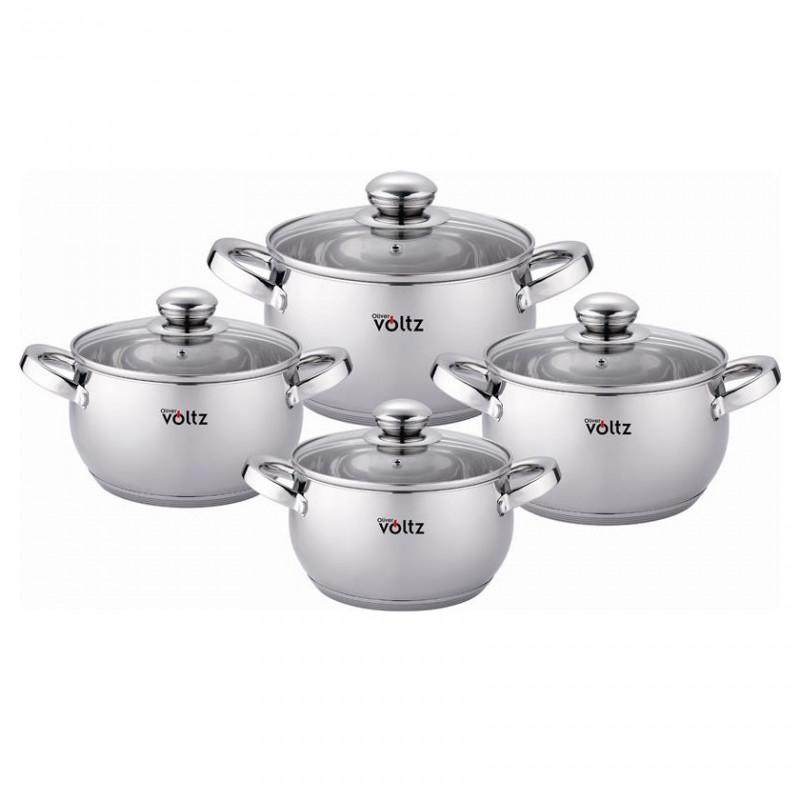 Комплект тенджери Oliver Voltz OV51210G8B, 8 части, Многослойно дъно, Индукция, Неръждаема стомана, Сребрист | JAR Computers Комплект тенджери Oliver Voltz OV51210G8B, 8 части, Многослойно дъно, Индукция, Неръждаема стомана, Сребрист