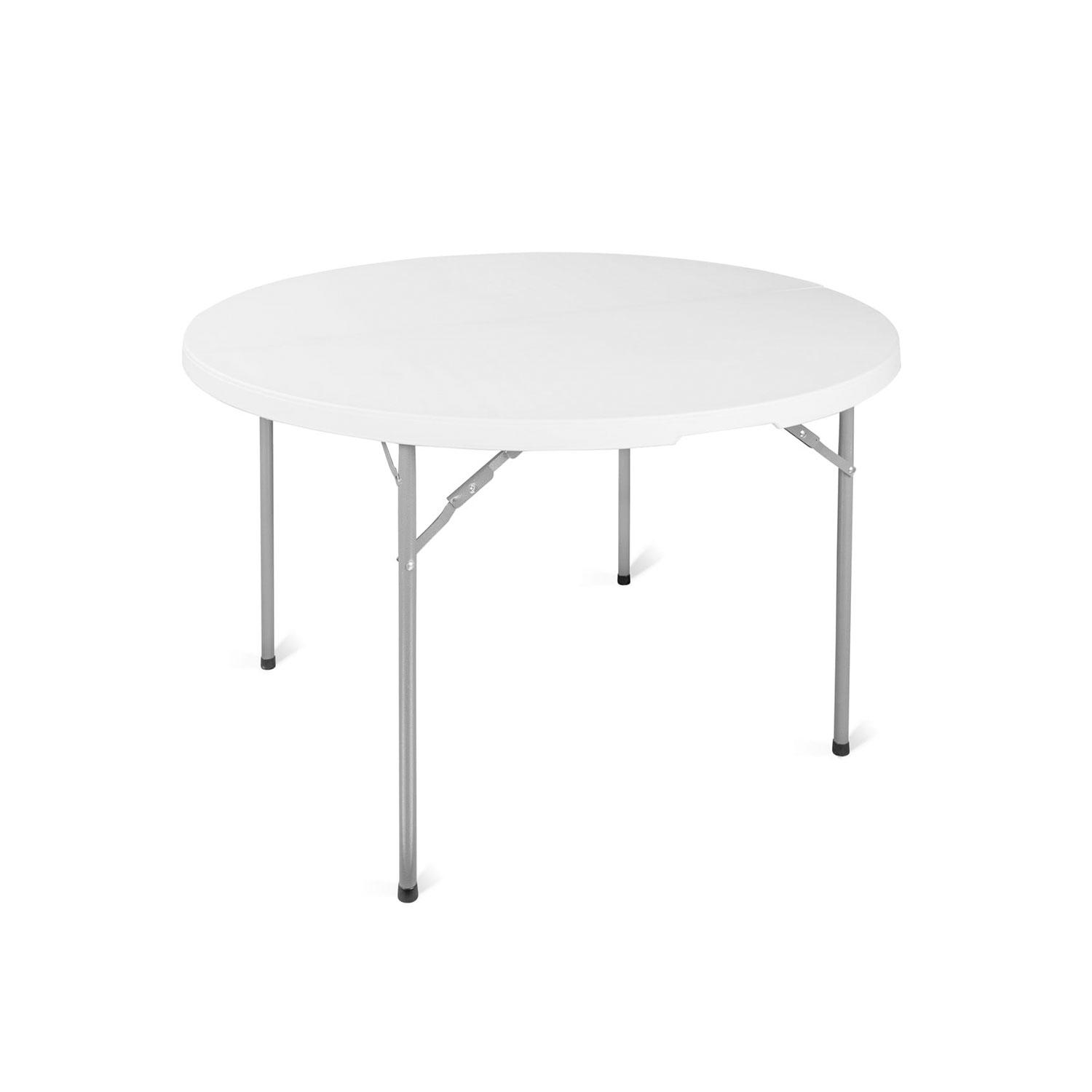 Маса, за събития, сгъваема, кръгла, диаметър 120 cm, бяла